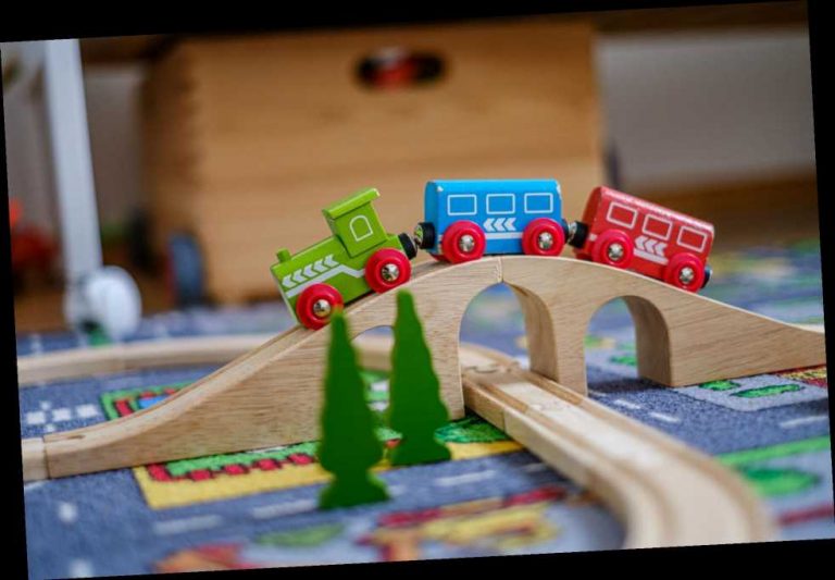 50 piece wooden train set