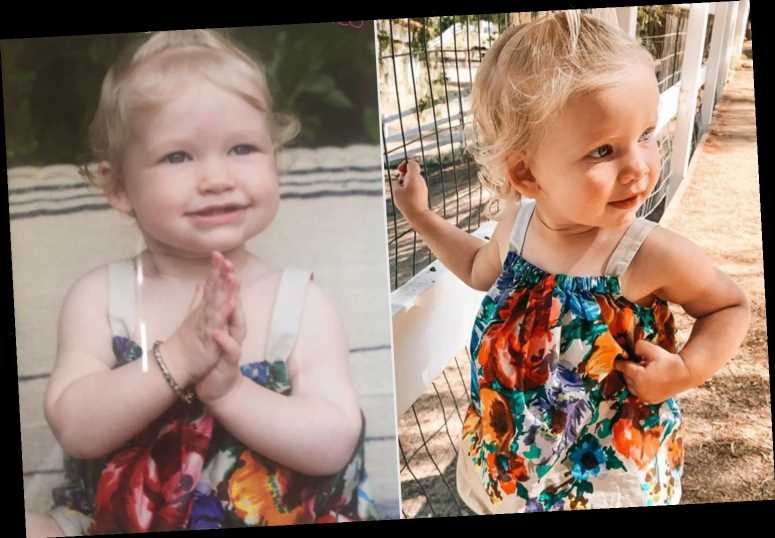 Jessica Simpson S 16 Month Old Daughter Birdie Wears Cute Hand Me Down Dress From Sister Maxwell